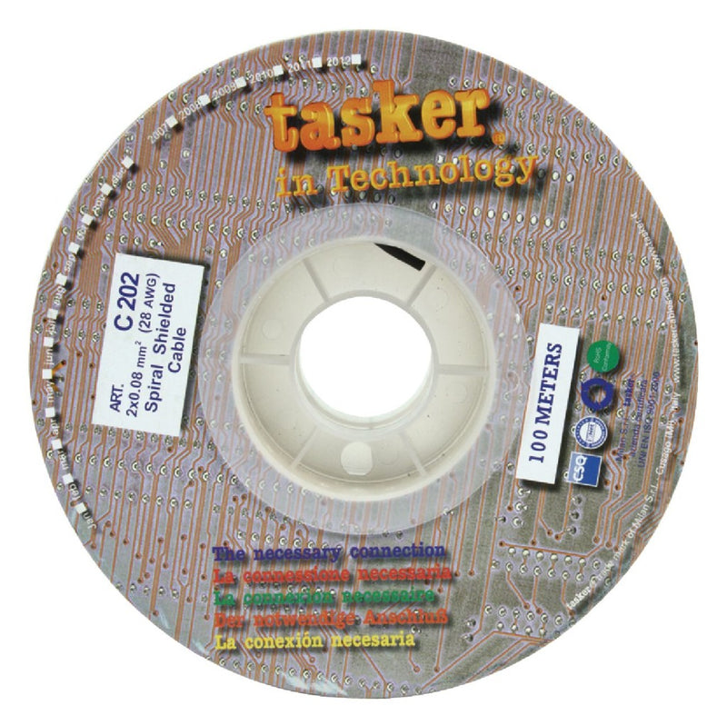 Tasker TASR-C202 Microfoonkabel Op Haspel 2x 0.08 Mm² 100 M Zwart