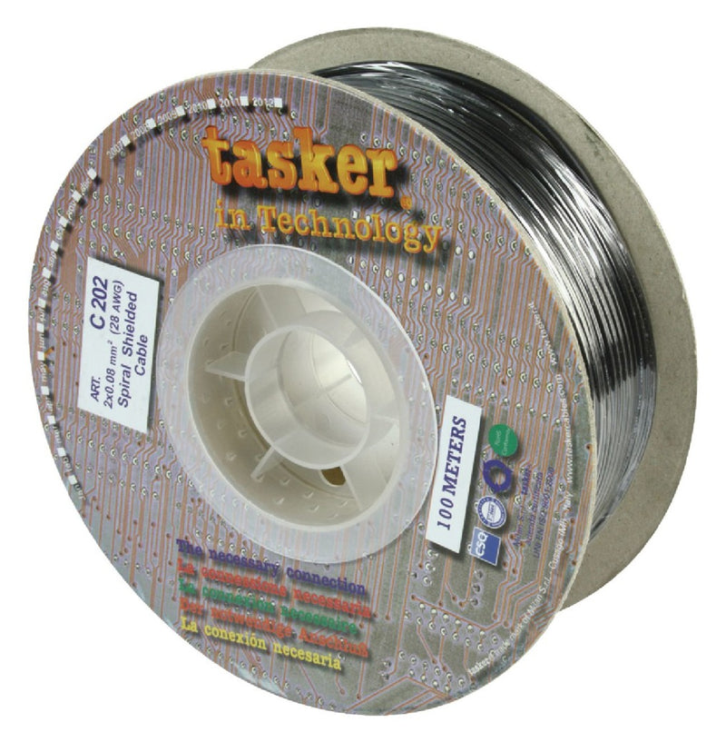 Tasker TASR-C202 Microfoonkabel Op Haspel 2x 0.08 Mm² 100 M Zwart