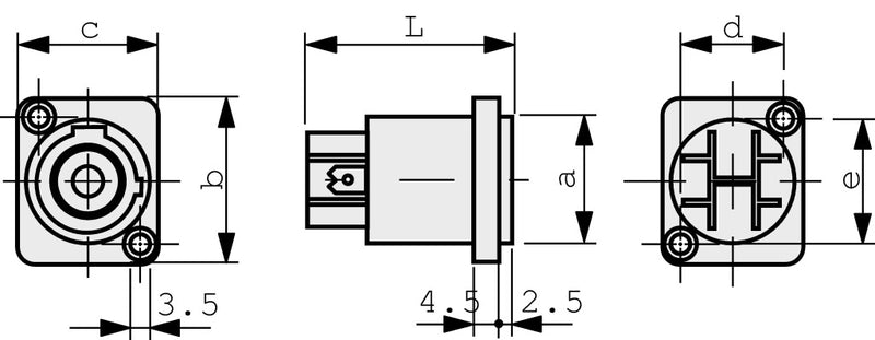 Neutrik NTR-NAC3MPB-1 Appliance Connectors Powercon 2+pep