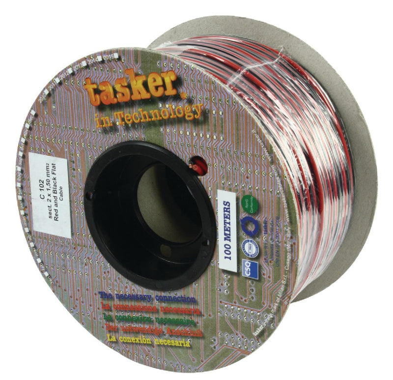 Tasker TASR-C102-1.50 Luidsprekerkabel Op Rol 2x 1.50 Mm² 100 M Zwart/rood