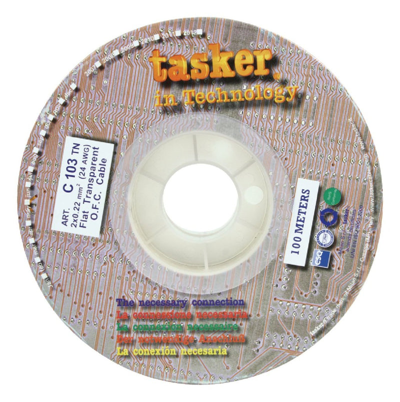 Tasker TASR-C103TN Luidsprekerkabel Op Rol 2x 0.22 Mm² 100 M Transparant