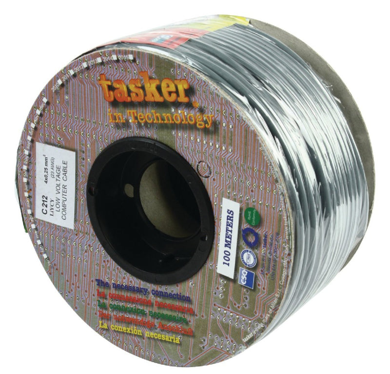 Tasker TASR-C212 Datakabel Op Haspel 4x 0.25 - 100 M Grijs