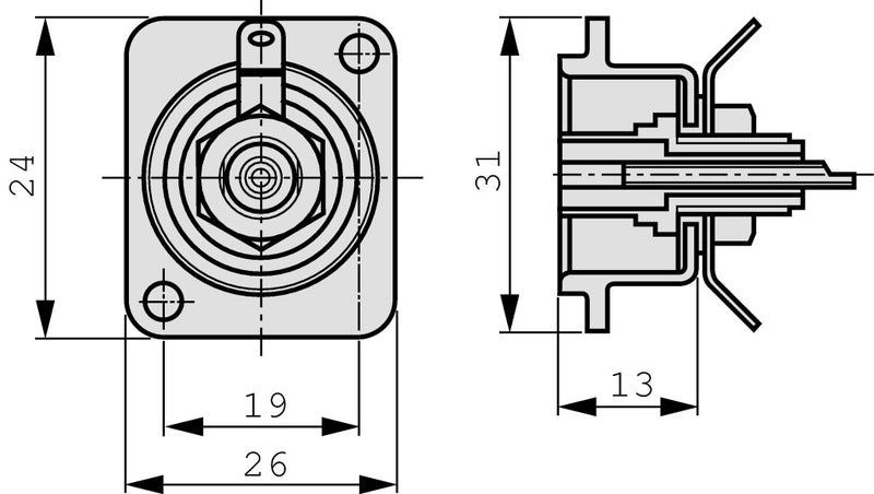 Neutrik NTR-NF2D-4 Composiet Video Connector Rca Male Female Metaal Zilver