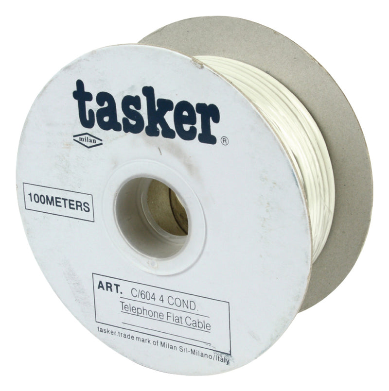 Tasker TASR-C604-WHT Telecomkabel Op Haspel 4x 7/0.12 - 100 M Wit
