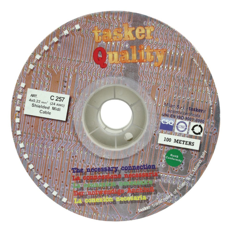 Tasker TASR-C257 Microfoonkabel Op Haspel 4x 0.22 - 100 M Zwart