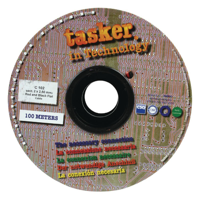 Tasker TASR-C102-2.50 Luidsprekerkabel Op Rol 2x 2.50 Mm² 100 M Zwart/rood
