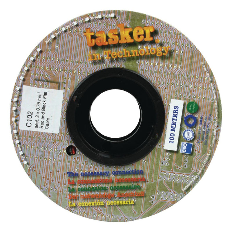 Tasker TASR-C102-0.75 Luidsprekerkabel Op Rol 2x 0.75 Mm² 100 M Zwart/rood