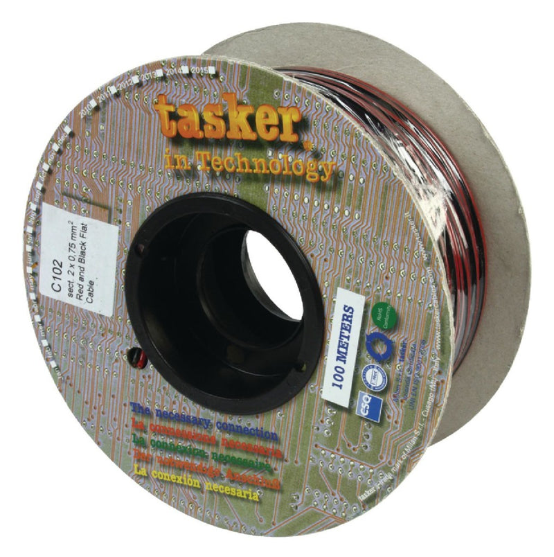 Tasker TASR-C102-0.75 Luidsprekerkabel Op Rol 2x 0.75 Mm² 100 M Zwart/rood