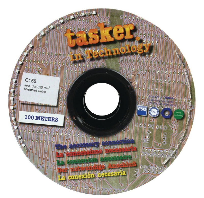 Tasker TASR-C158 Datakabel Op Haspel 6x 0.25 - 100 M Zwart