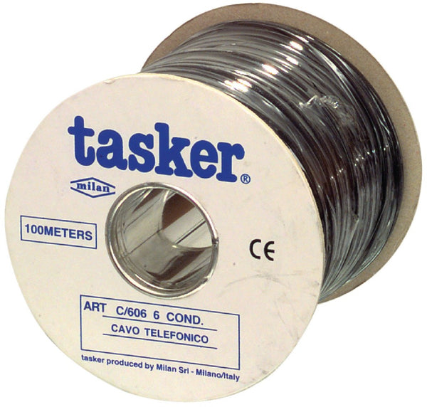 Tasker TASR-C606-BLK Telecomkabel Op Haspel 6x 7/0.12 - 100 M Zwart