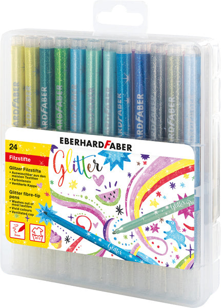Eberhard Faber EF-551024 Viltstiften EFA Glitter Opbergetui &aacute; 24 Kleuren