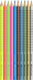 Faber Castell 10 Kleurpotloden Grip Raket 3 Stuks