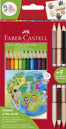 Faber Castell FC-201744 Kleurpotloden Driekant Children Of The World In Etui 12+3 Stuks