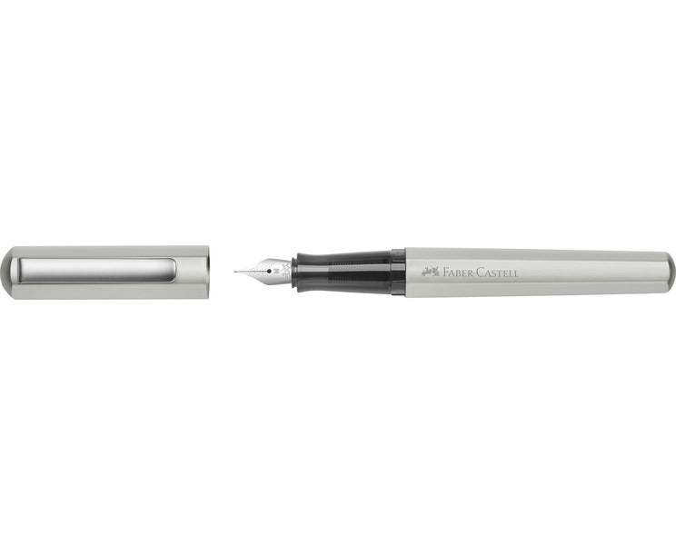 Faber Castell FC-150590 Vulpen Hexo Mat Zilver M Schrijfkleur Blauw
