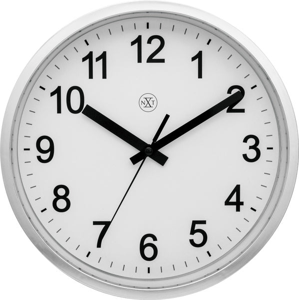 NeXtime NX-7307ZI-V2 Wandklok NXT Diam. 25,5cm Kunststof Zilver, Witte Wijzerplaat, &#039;Robust&#0