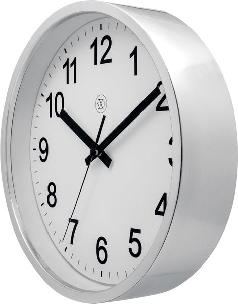 NeXtime NX-7307ZI-V2 Wandklok NXT Diam. 25,5cm Kunststof Zilver, Witte Wijzerplaat, &#039;Robust&#0