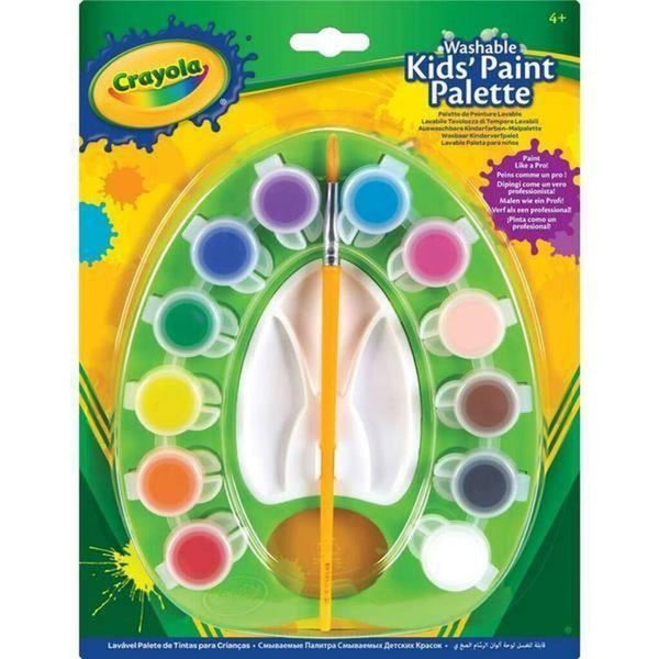 Crayola Uitwasbare Kinderverf Palette 12 Kleuren + Kwast