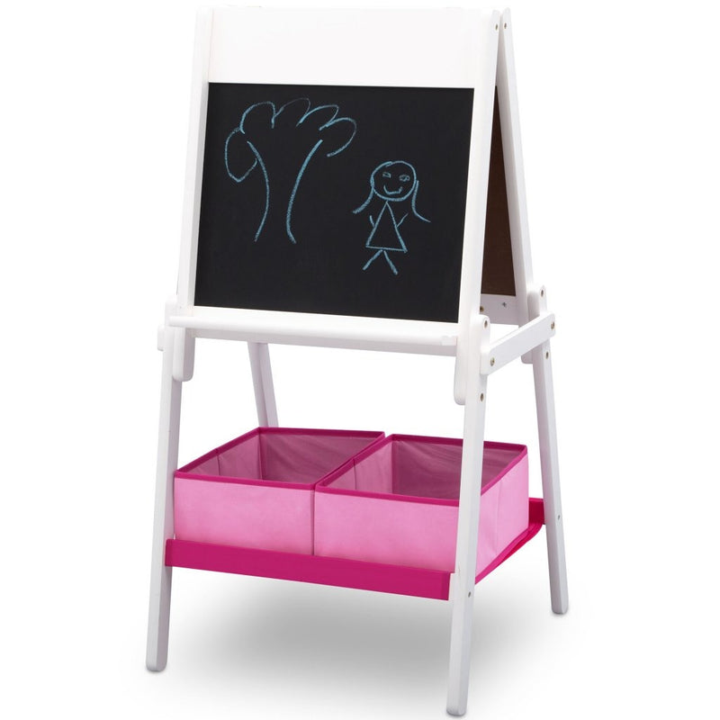 Delta Children TE87600GN-130 Houten Dubbelzijdig Krijtbord/Whiteboard + Papierrol Wit