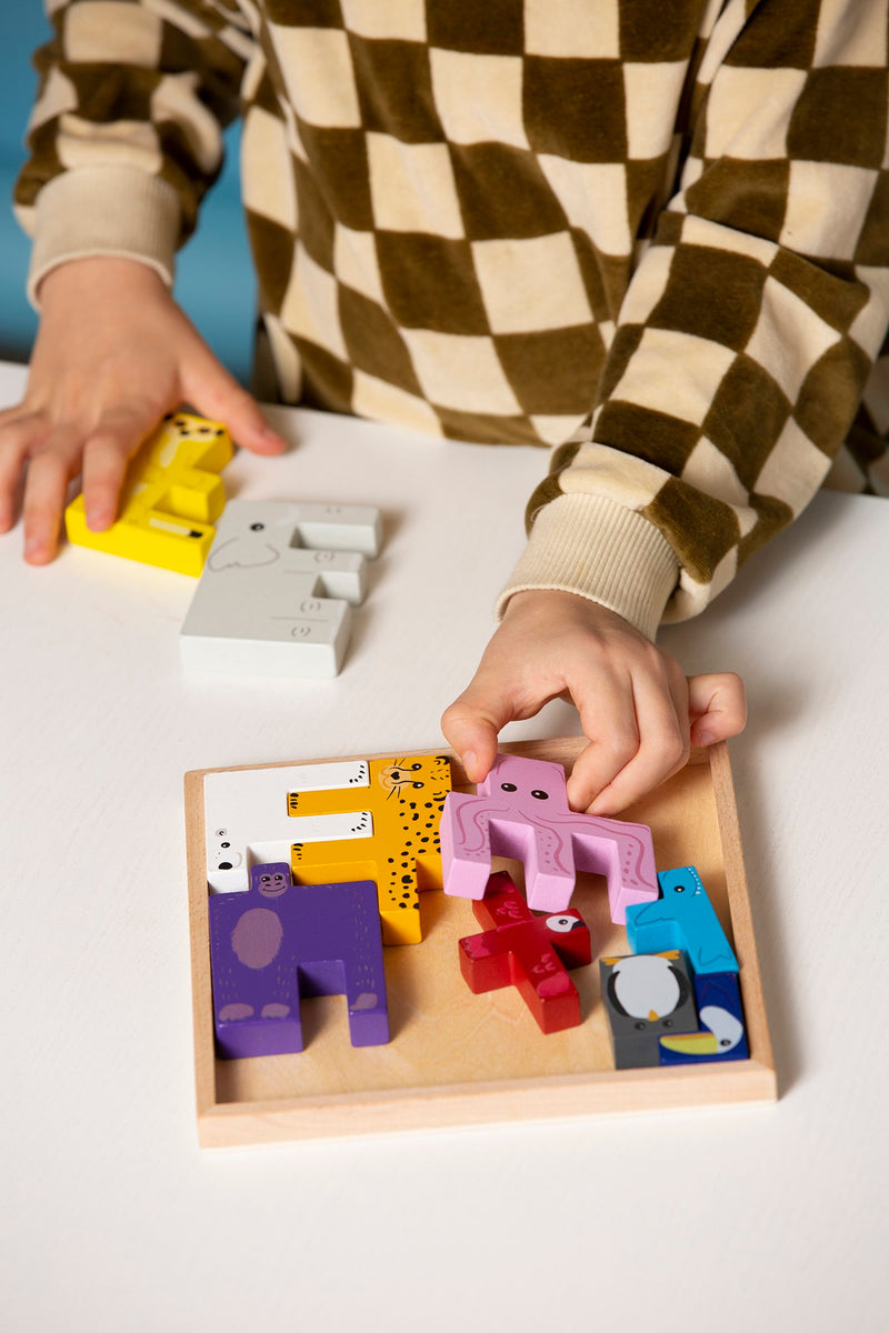 Stoere Dieren 3D Puzzel - Vormenpuzzel -Duurzaam & Educatief