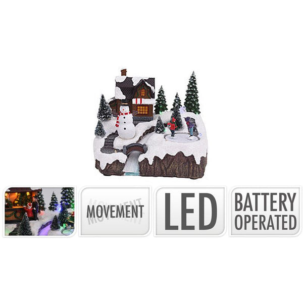 Kersthuisje met LED Verlichting en beweging - op batterijen