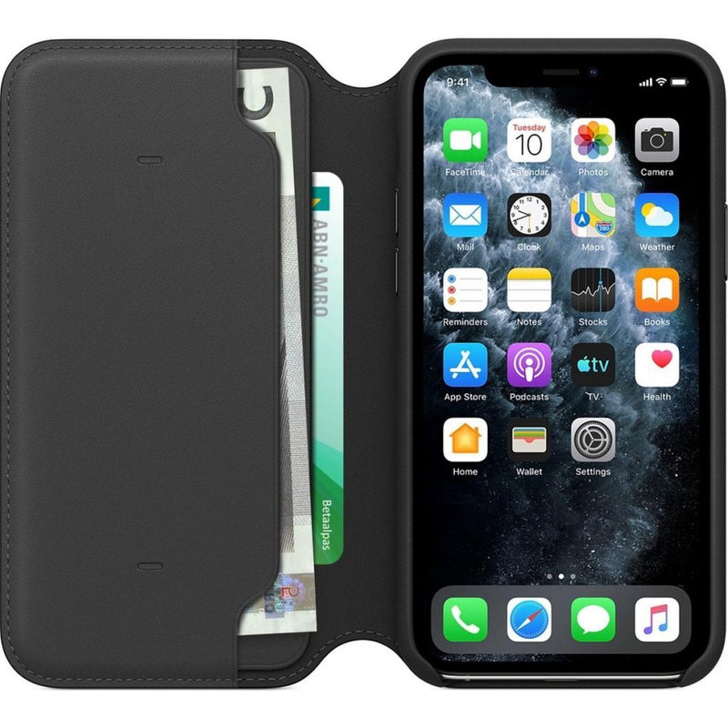 Apple iPhone 11 Pro Leren Folio Case Zwart