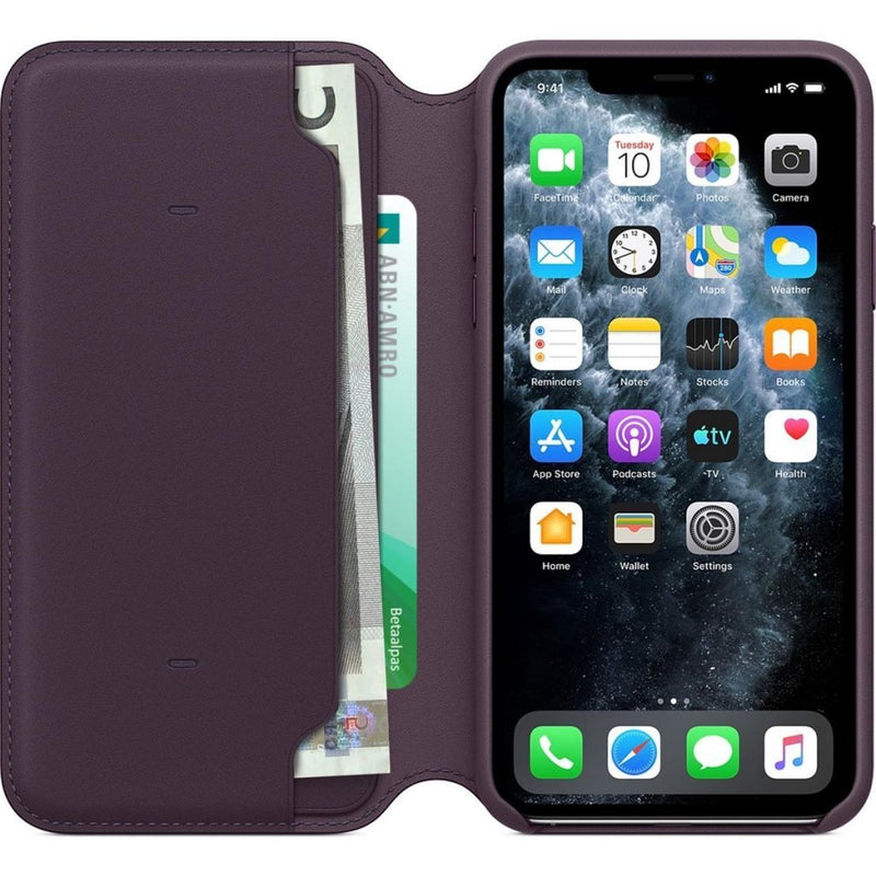 Apple iPhone 11 Pro Max Leren Folio Case Aubergine