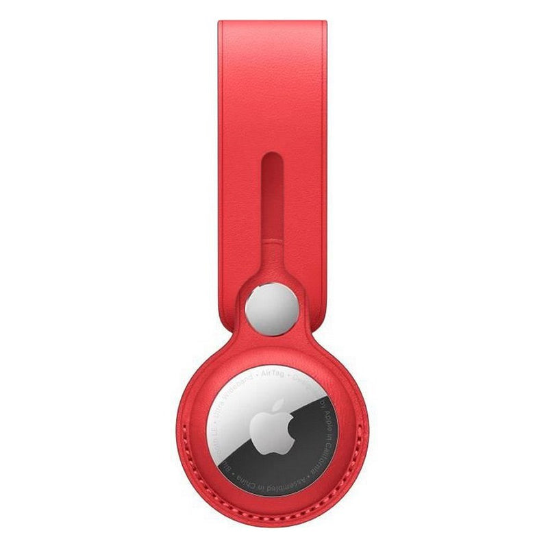 Apple AirTag Loop Leren Sleutelhanger Rood