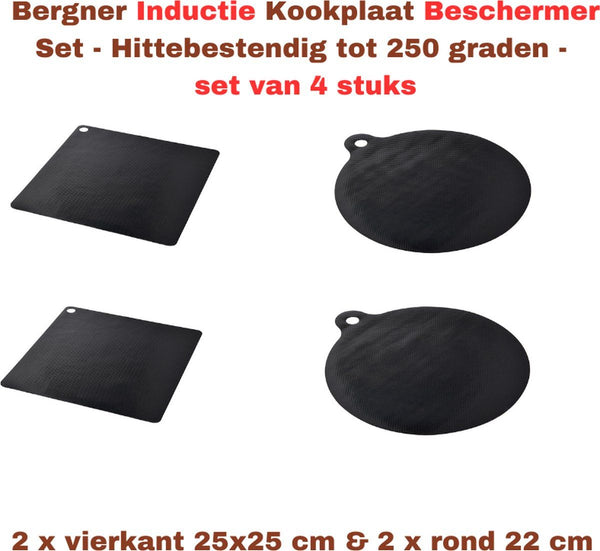 Bergner Inductie Beschermer Set - Hittebestendig tot 250 graden - set van 4 stuks