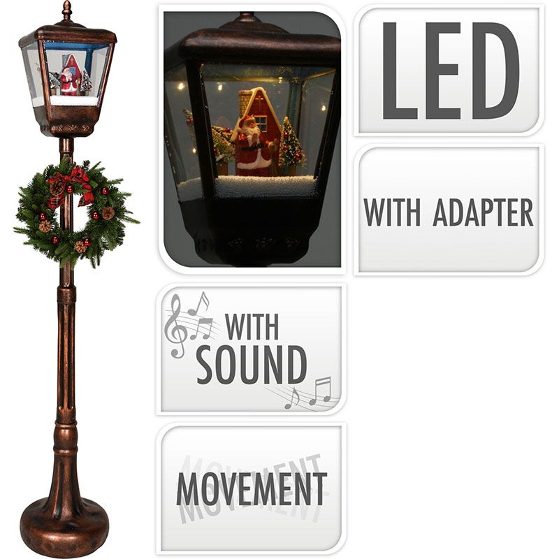 Kerst Lantaarnpaal - 188cm - met licht en geluid