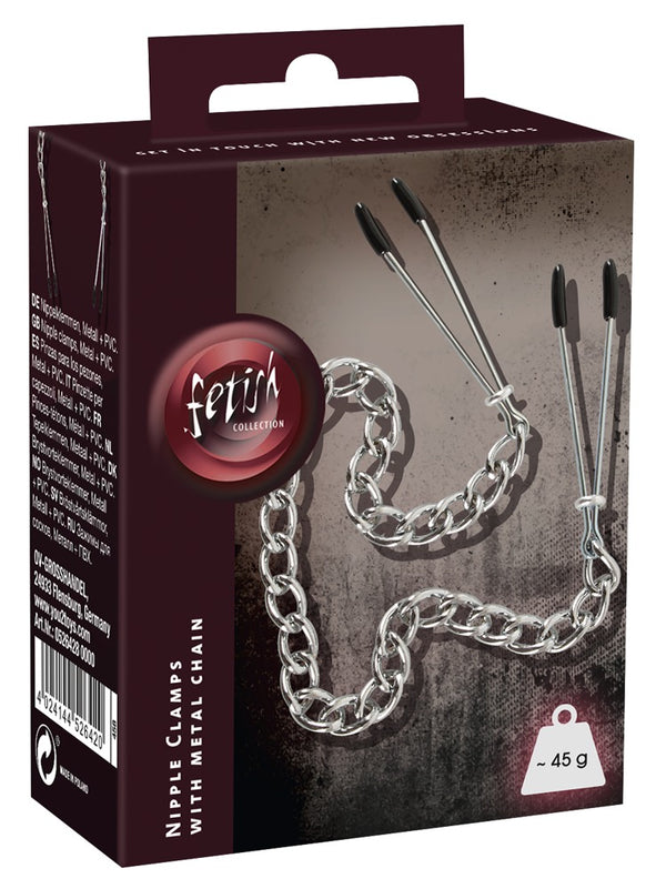 Metalen-Borstketting met tepelklemmen 42cm