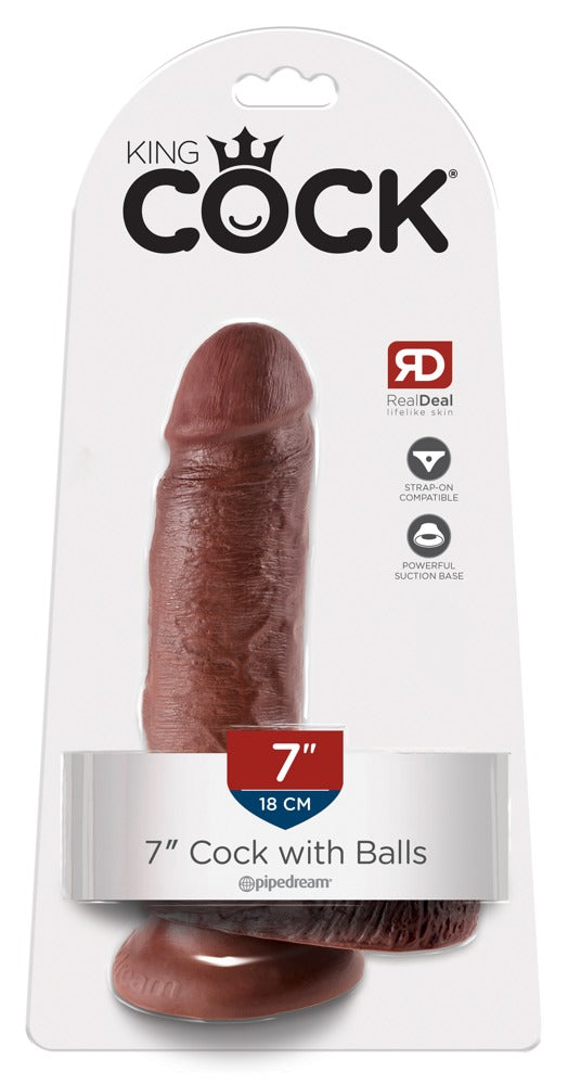 King Cock 7" Cock w Balls Brow