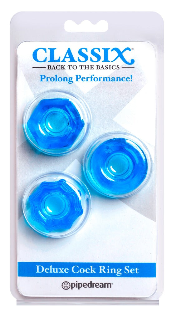 C Deluxe Cock Ring Set Blue