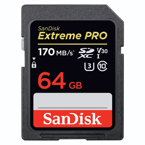 Sandisk SDXC Extreme Pro 64GB Video Speed Class V30 UHS Sp. Cl. U3 UHS-I,170MB/s