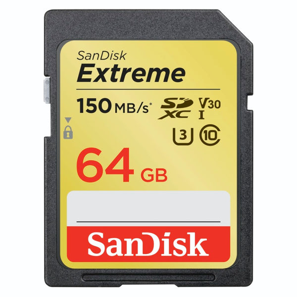 Sandisk SDXC Extreme 64GB,Video Speed Class V30 UHS Speed Class U3 UHS-I 150MB/s