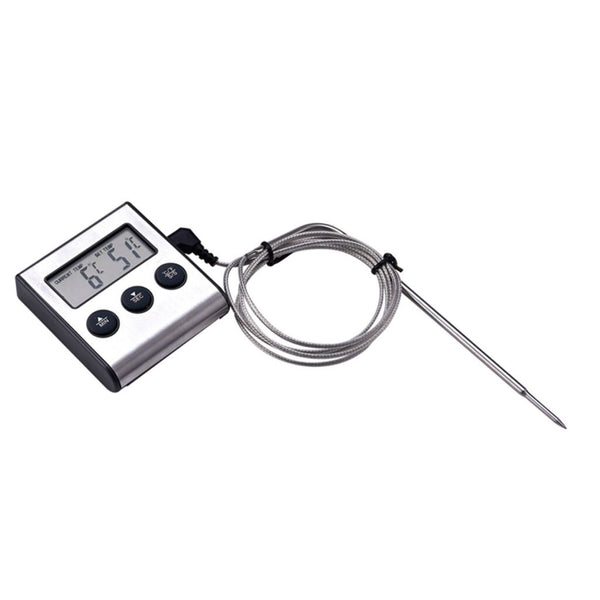 Basic Culinair Braadthermometer + Timer RVS/Zwart