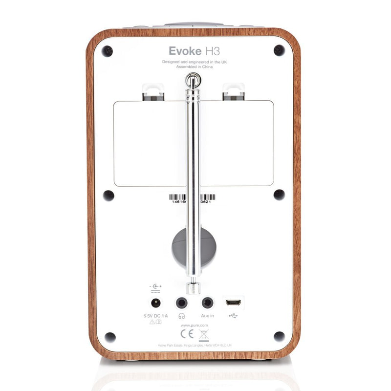 Pure EVOKE H3 DAB+ Radio met Bluetooth Walnoot/Wit