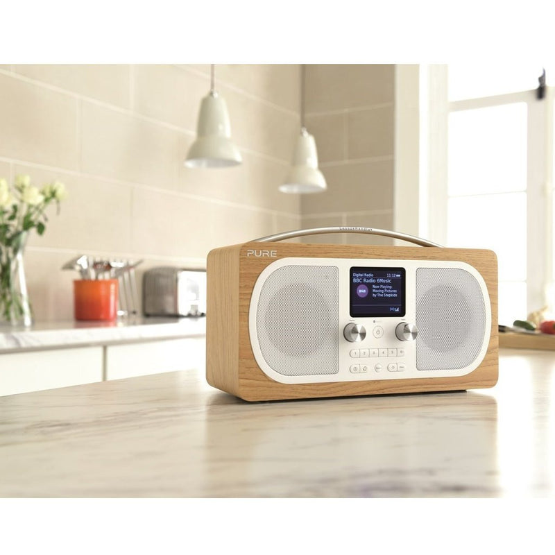 Pure Evoke H6 OAK DAB+ Radio Hout/Wit