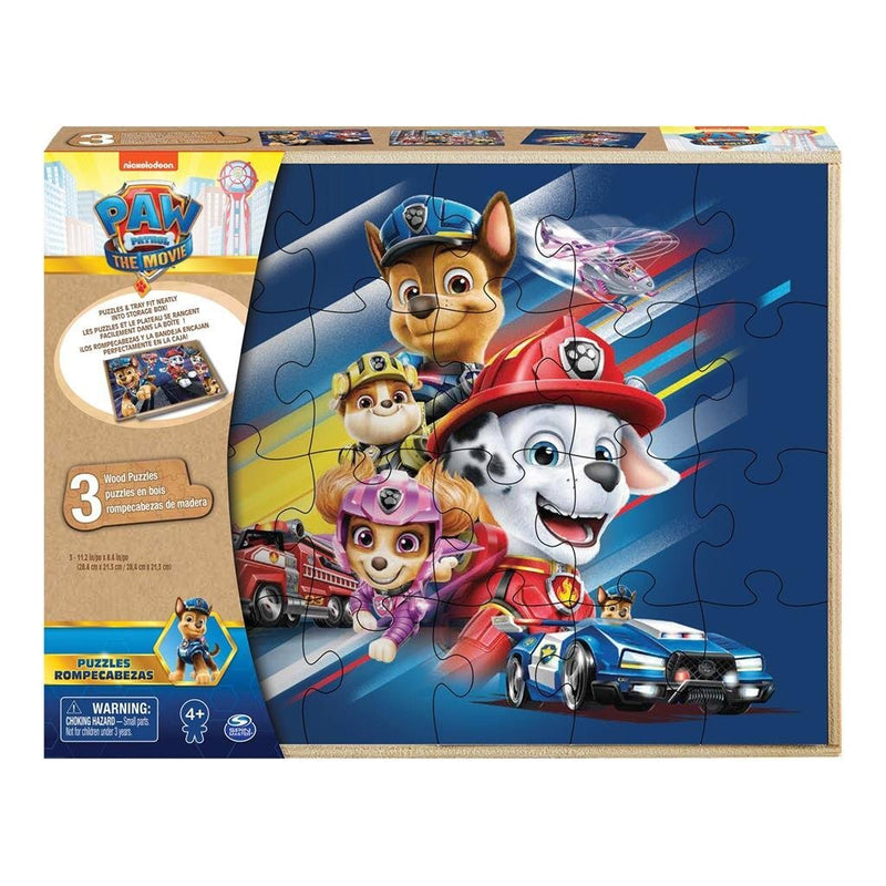 Paw Patrol The Movie 3 Houten Puzzels in Houten Kist