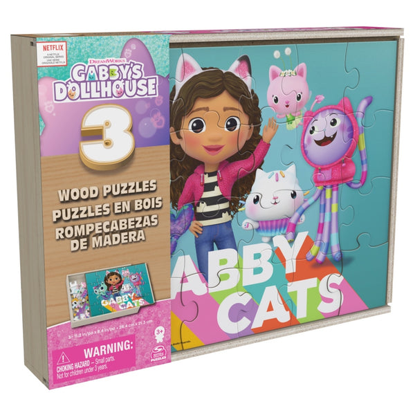 Gabby&#039;s Dollhouse 3in1 Houten Puzzels 3x24 Stukjes