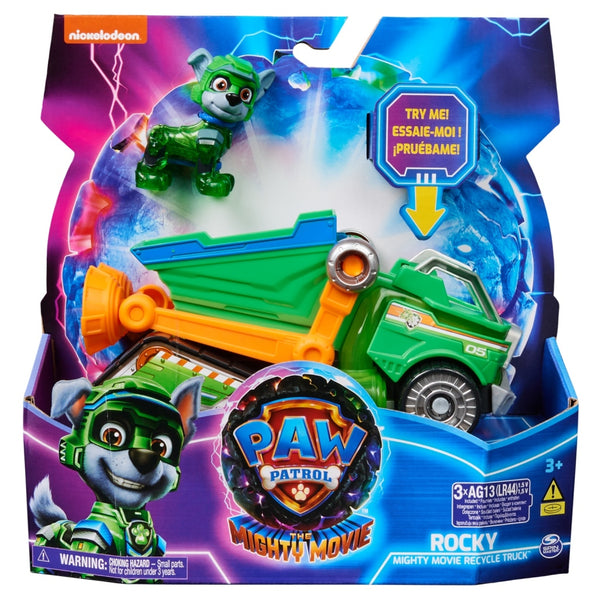Paw Patrol Mighty Movie Vuilniswagen met Rocky + Licht en Geluid