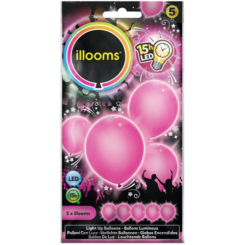 Illooms Ballonnen Roze met LED Licht 5 Stuks