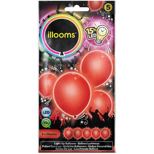 Illooms Ballonnen Rood met LED Licht 5 Stuks