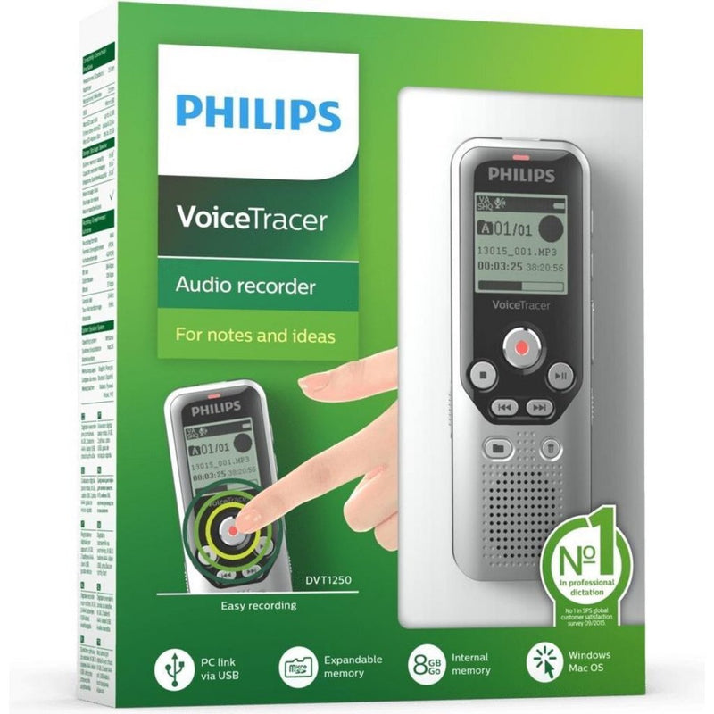 Philips DVT1250 VoiceTracer Audiorecorder Zilver/Zwart