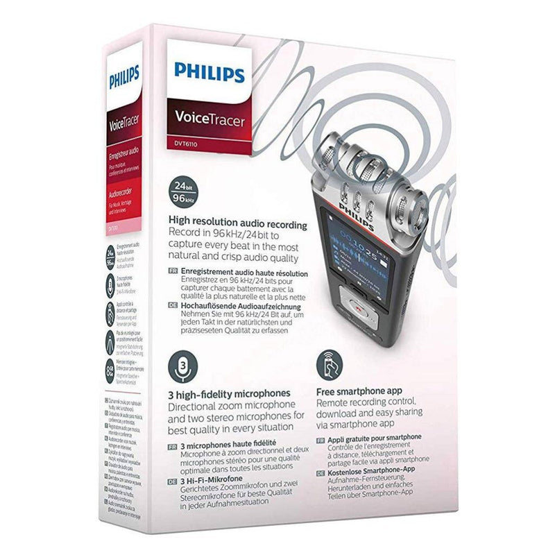Philips DVT6110 VoiceTracer Audiorecorder Zwart/Zilver