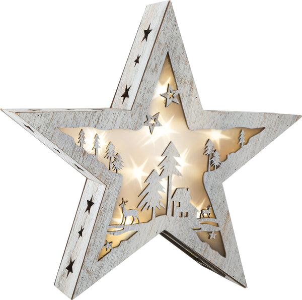 Verlichte ster met motief, Shabby Chic, klein