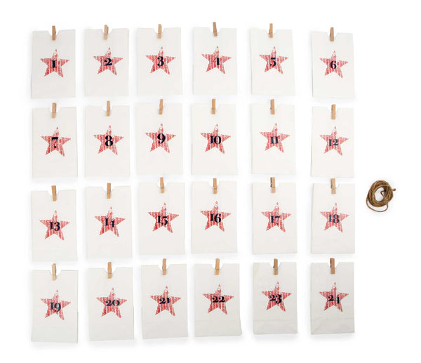Papieren Zak Advent Kalender, wit