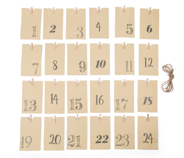 Papieren Zak Advent Kalender, natuur