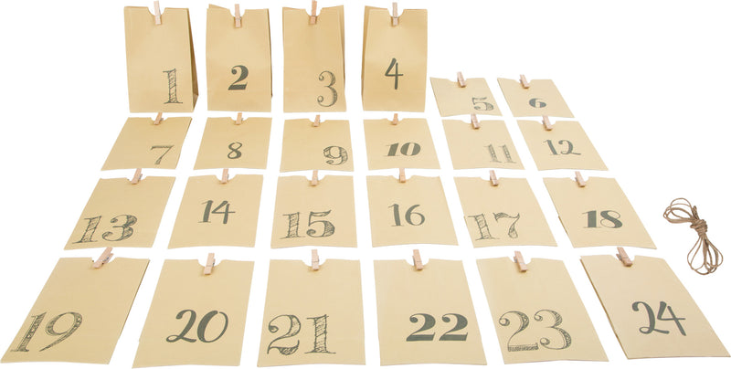 Papieren Zak Advent Kalender, natuur