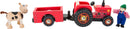 Small Foot - Houten Tractor met Aanhangwagen Rood en Speelfiguren, 4dlg.