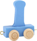 Small Foot - Houten Lettertrein Blauw - I - 12 stuks